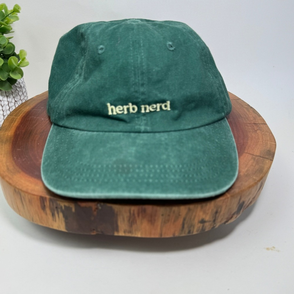 Herb Nerd Embroidered Baseball Cap Green Cotton Adjustable Dad Hat